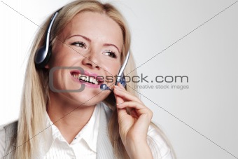 business woman in a headset