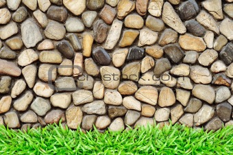 grass frame on rock wall 