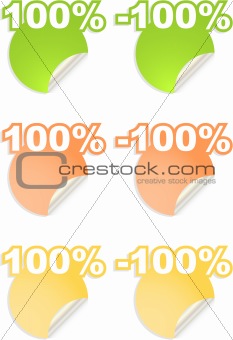 Set of vector stickers with percent