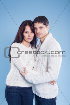 romantic young couple standing together