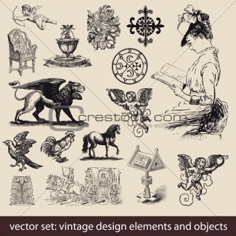 Vintage Elements, Objects - vector set