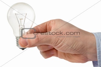 man holding light bulb