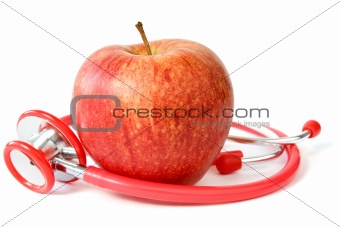 red apple and stethoscope
