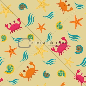 Seamless pattern with crabs