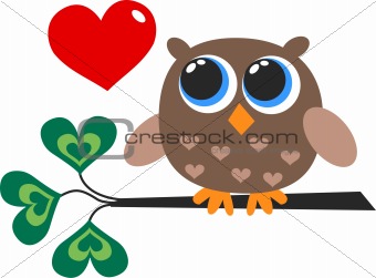 a cute little brown owl with a heart