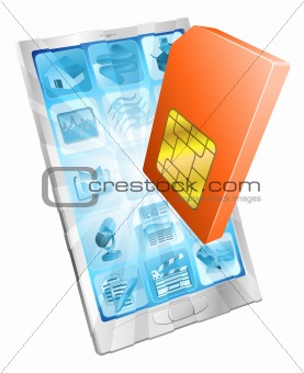 Phone SIM card icon concept