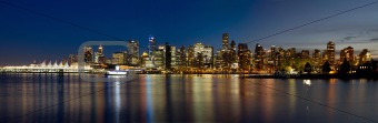 Vancouver BC Skyline from Stanley Park during Blue Hour