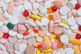 Lot of pills as background