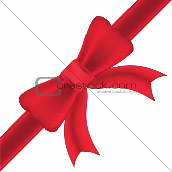 Red bow and ribbons isolated on white background