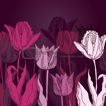 Vector background with tulips
