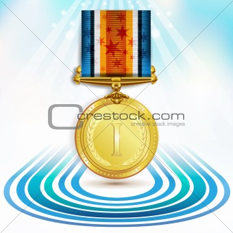 Gold medal with ribbon