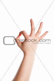 Woman's hand showing a gesture "ok" 