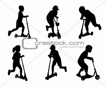 children scooting silhouettes