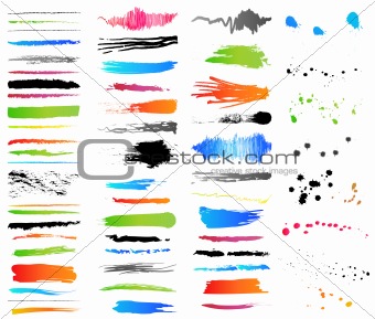 Collection of grunge colorful elements. Vector