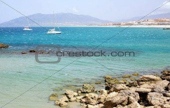 View of the beach and ocean Spain Tarifa