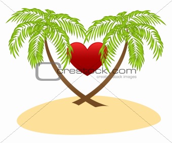 Two palms and red heart