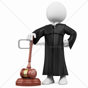 3D judge with robe and hammer