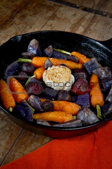 Root Vegetables on a rustic wood table