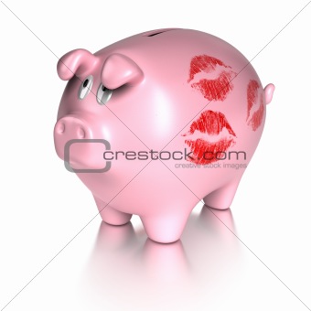 kissed piggy bank - loving money