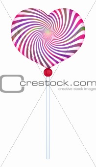 Lolipop shape of heart with hypnotic drawing.