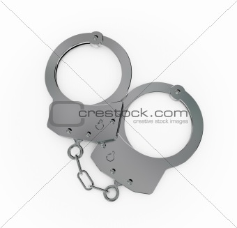Steel handcuff closeup