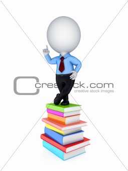 3d small person and colorful books.