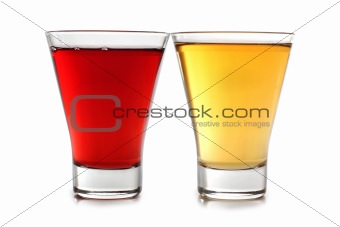Two martini color glasses