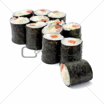 maki sushi rolls with salmon and California cheese