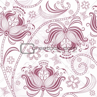 Burgundy seamless floral pattern