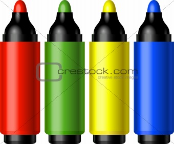 Set of four markers (red, green, yellow, blue)