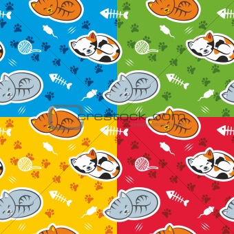Seamless pattern with cats