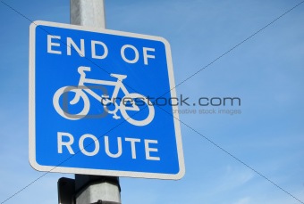 British End of Cycle Route sign.