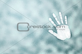  hand trail on frosted glass