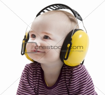 young child with ear protector