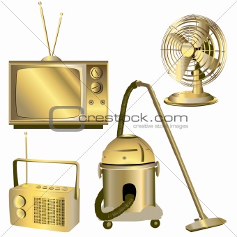 golden retro electric objects