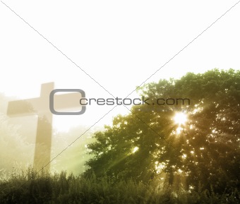 Cross and god rays