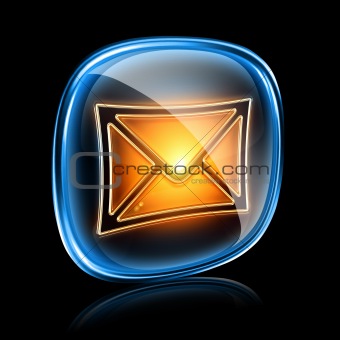 Envelope icon neon, isolated on black background