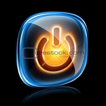 Power icon neon, isolated on black background
