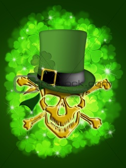 St Patricks Day Gold Skull Leprechaun Hat 