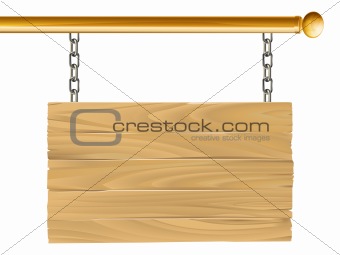 Wood suspended sign illustration