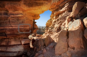 Narrow slot between two rocks 