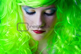 green fairy girl head down