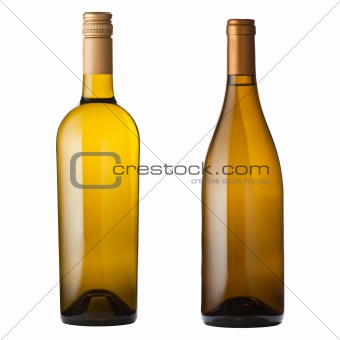 White wine bottles on white