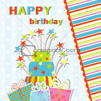 Template birthday greeting card, vector