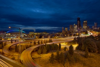 Seattle City Skyline at Blue Hour
