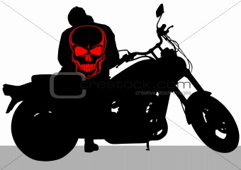 Motorcycle and skull