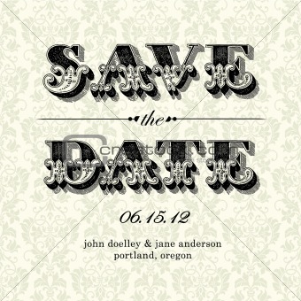 Vector Vintage Save the Date Card