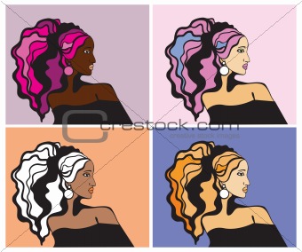 Colorful woman  hairstyle.