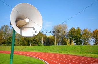 racetrack for runners, with speaker