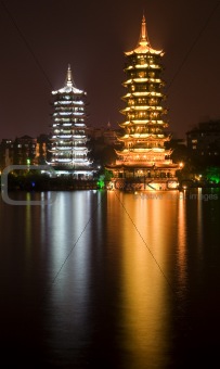 Silver and Gold Pagodas Guilin China